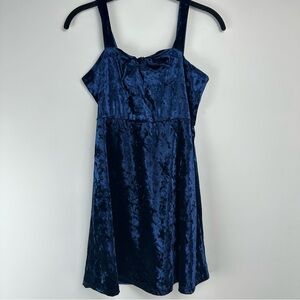 Love Cameron Mini Dress Size XS Blue Velvet Y2K Whimsygoth Fairy Sapphire Bow